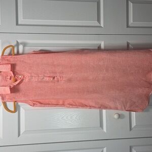 Artisan NY, Coral/ Salmon Linen Button Up Dress XS